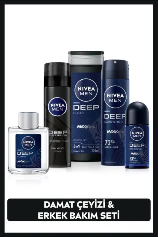 MEN Men's Gift Set, Shower Gel 500ml, Spray Deodorant 150ml, Shaving Foam 200ml, Lotion 100ml, Roll-on - 2