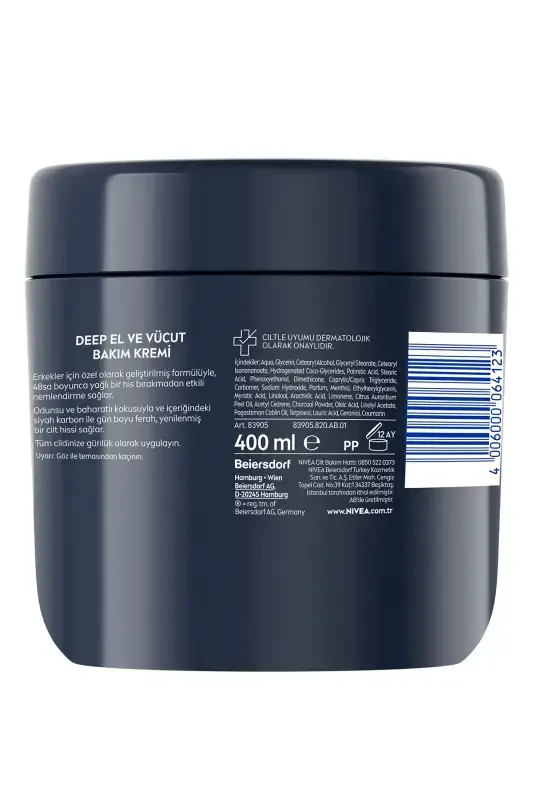 MEN Men's Hand and Body Cream Deep Impact 400ml, 48 Hour Moisturizer, Personal Care - 3