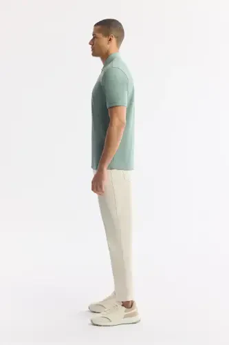 Men Mint Green Regular Fit 100% Cotton Quick Dry Wrinkle-Resistant Polo Neck T-Shirt B001032-Mint Green - Modazone (1)