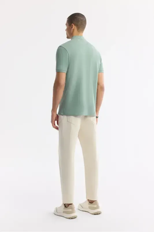 Men Mint Green Regular Fit 100% Cotton Quick Dry Wrinkle-Resistant Polo Neck T-Shirt B001032-Mint Green - 3