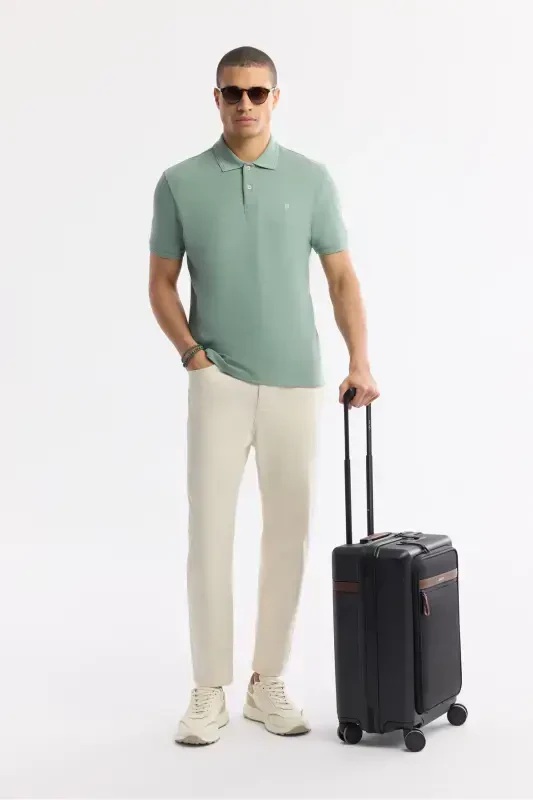 Men Mint Green Regular Fit 100% Cotton Quick Dry Wrinkle-Resistant Polo Neck T-Shirt B001032-Mint Green - 6