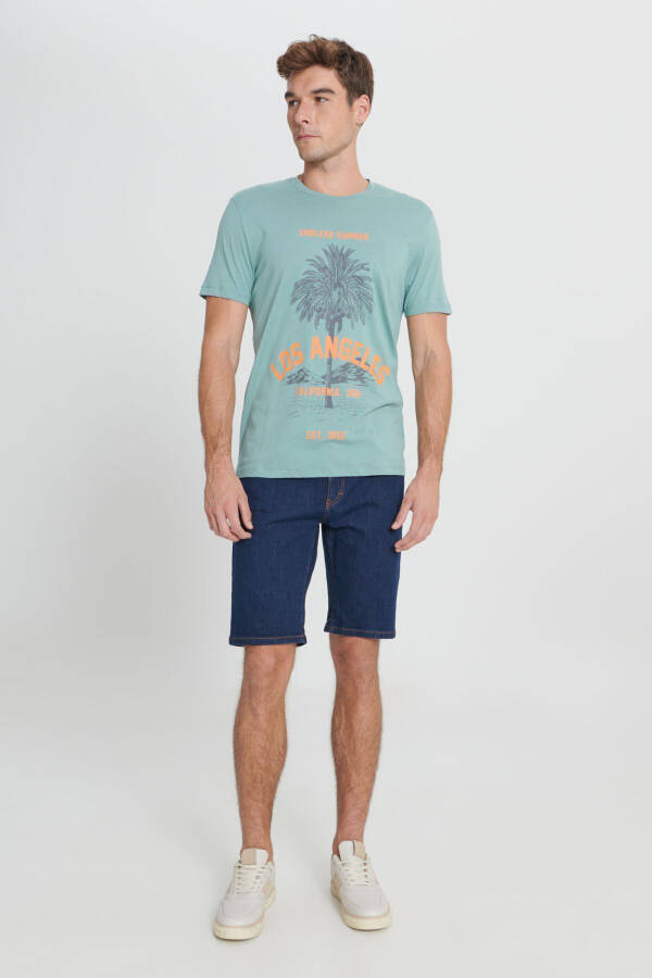 Men MINT GREEN Standard Fit Regular Cut 100% Cotton Crew Neck T-shirt - 2
