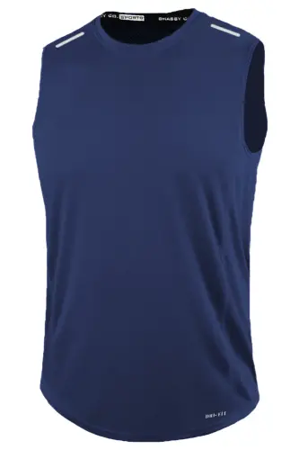 Men Moisture Wicking Quick Dry Athletic Tech Performance Sports Sleeveless T-shirt-Navy Blue - GHASSY CO (1)
