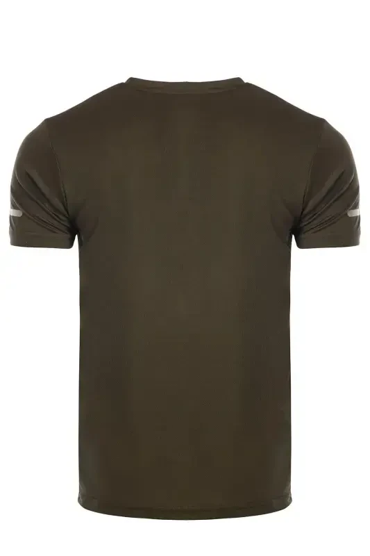 Men Moisture Wicking Quick Dry Athletic Tech Performance Sports T-shirt-KHAKI - 3