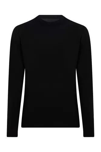 Men Navy Blue Crew Neck Knitted Sweater - 1