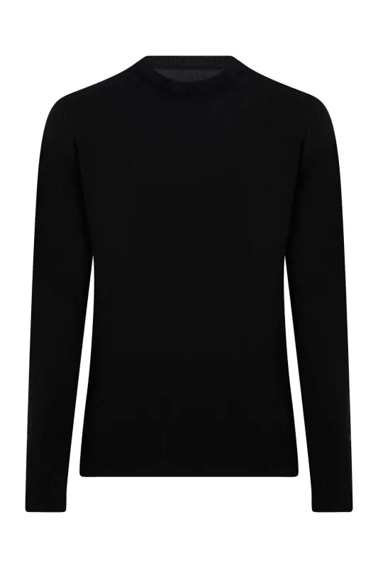 Men Navy Blue Crew Neck Knitted Sweater - 1