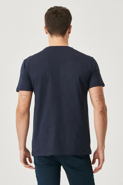 Men Navy-Navy 2-Pack Slim Fit Crew Neck Cotton Basic T-Shirt - 8
