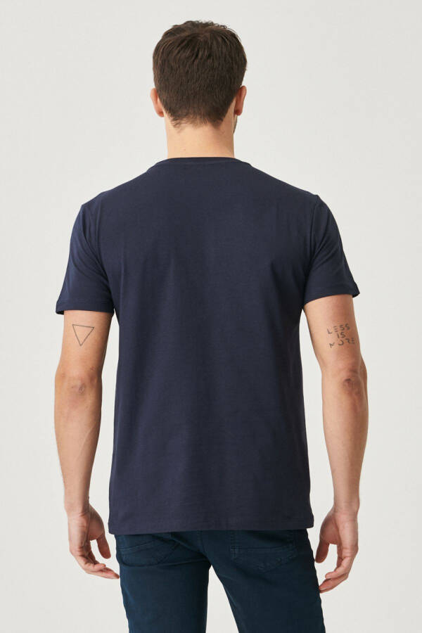 Men Navy-Navy 2-Pack Slim Fit Crew Neck Cotton Basic T-Shirt - 8