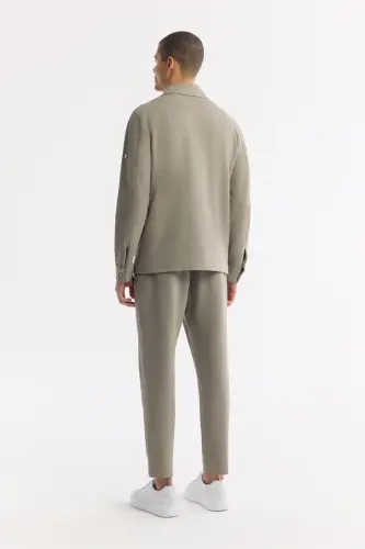 Men Oil Green Comfort Fit Classic Collar Double Pocket - 4
