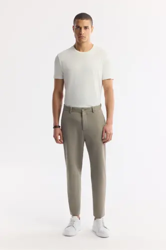 Men Olive Green Classic Waist Knit Diagonal Pedasa - 1
