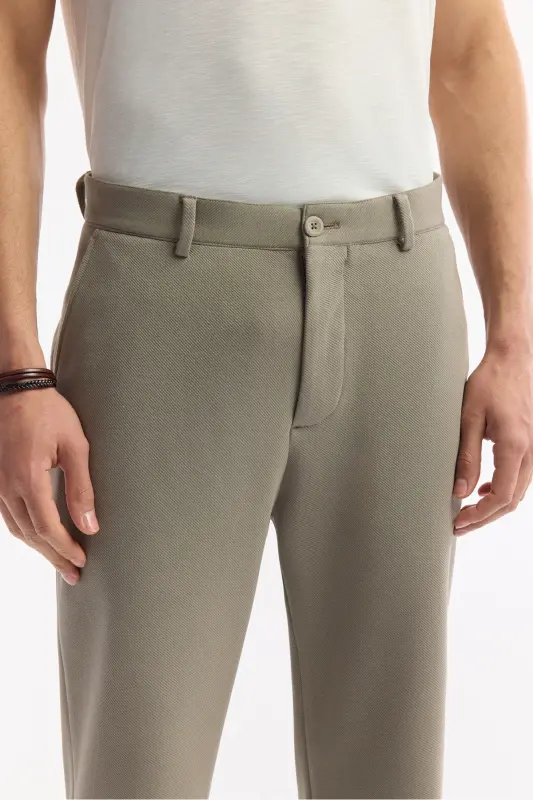 Men Olive Green Classic Waist Knit Diagonal Pedasa - 5
