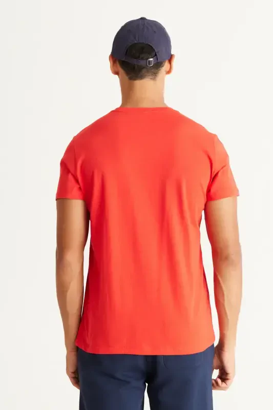 Men RED-WHITE 2-Pack Slim Fit Narrow Cut Cotton Basic T-Shirt-Red - 5