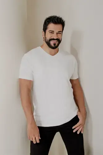 Men RED-WHITE 2-Pack Slim Fit Narrow Cut Cotton Basic T-Shirt-Red - 7