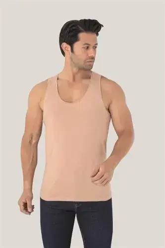 Men Skin Color Invisible Undershirt 2-Pack Seamless 100% Cotton Ghost Undershirt - 4