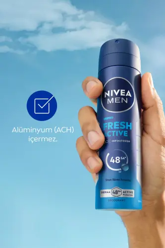 MEN Spray Deodorant Fresh Active 150ml, Mini Roll-on Fresh Active 25ml, 48 Hours Sweat Protection - 3
