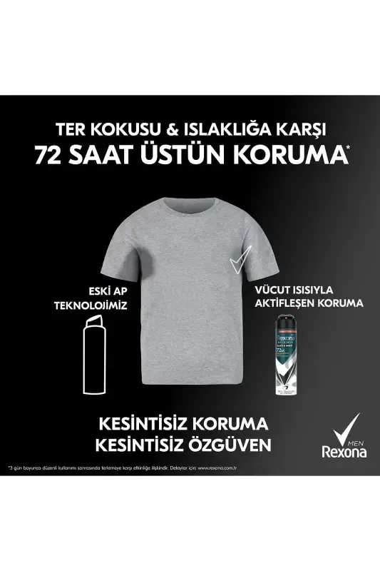 Men Spray Deodorant Invisible Black & White 72 Hours Continuous Superior Protection 150 ml X3 - 7