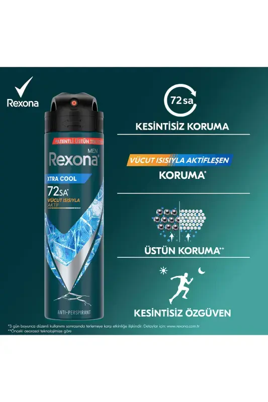 Men Spray Deodorant Xtra Cool 72 Hours Non-Stop Superior Protection 150 ml X3 - 6