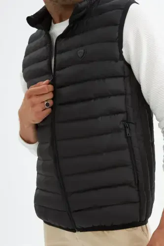 Men Standard Fit Padded Vest Black-Black - 7