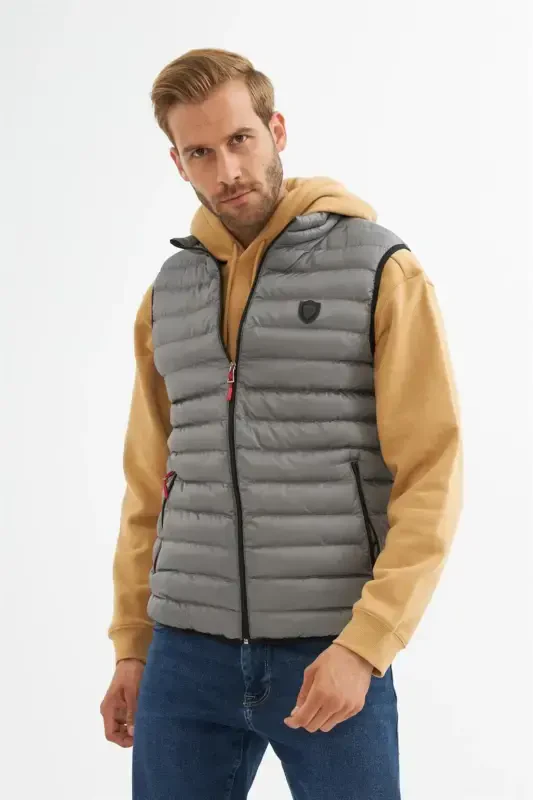 Men Standard Fit Padded Vest Gray-Gray - 1