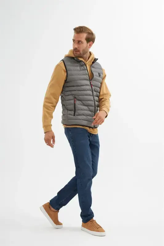 Men Standard Fit Padded Vest Gray-Gray - 2