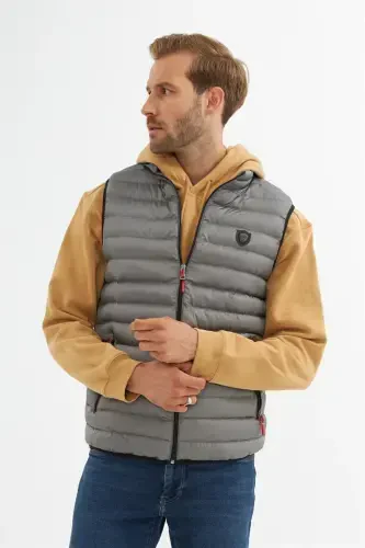 Men Standard Fit Padded Vest Gray-Gray - 4