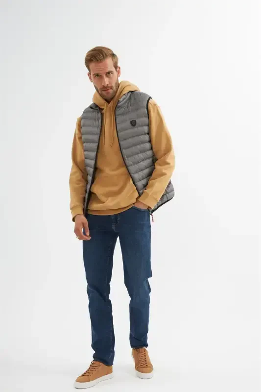 Men Standard Fit Padded Vest Gray-Gray - 5