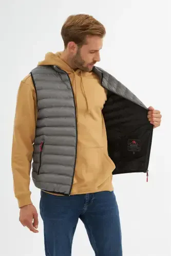 Men Standard Fit Padded Vest Gray-Gray - 6
