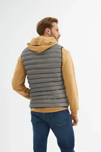 Men Standard Fit Padded Vest Gray-Gray - 7