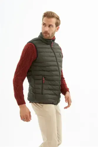 Men Standard Fit Padded Vest Khaki-Khaki - 5