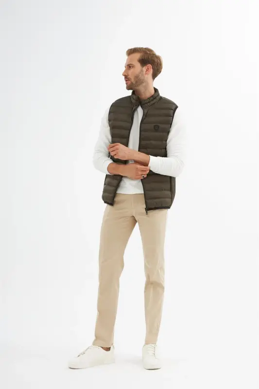 Men Standard Fit Padded Vest Khaki-Khaki - 4