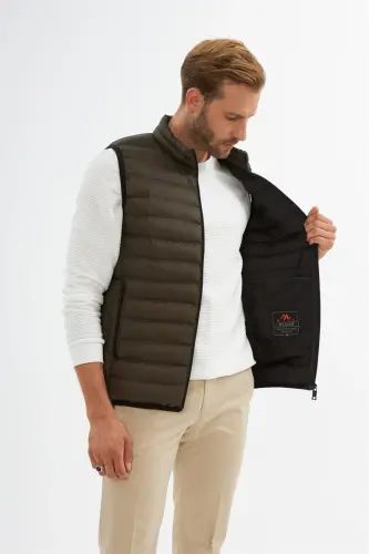 Men Standard Fit Padded Vest Khaki-Khaki - 5