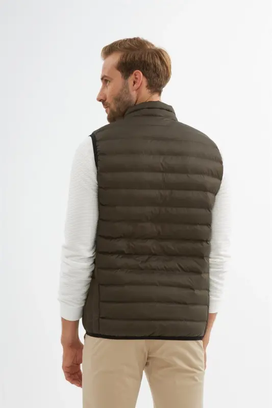 Men Standard Fit Padded Vest Khaki-Khaki - 6