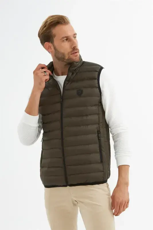 Men Standard Fit Padded Vest Khaki-Khaki - DANGER
