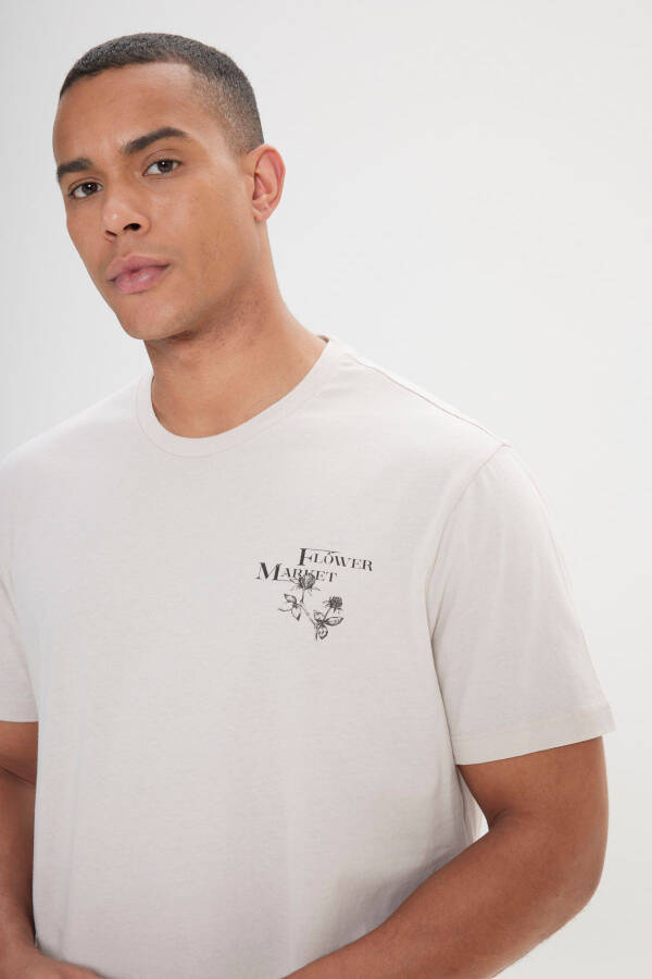 Men Stone Comfort Fit Relaxed Fit 100% Cotton Crew Neck T-Shirt - 5