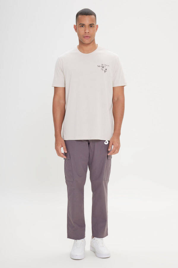 Men Stone Comfort Fit Relaxed Fit 100% Cotton Crew Neck T-Shirt - 3