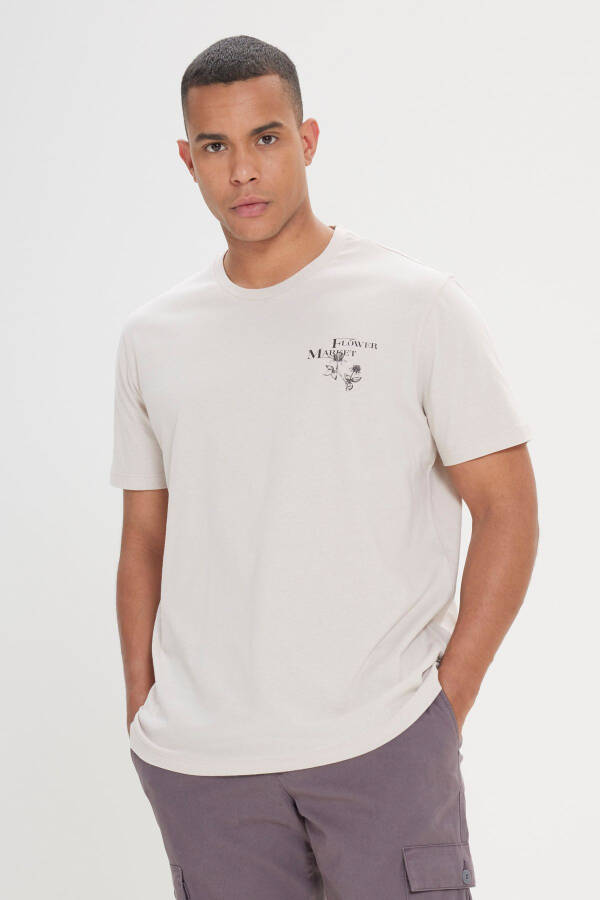 Men Stone Comfort Fit Relaxed Fit 100% Cotton Crew Neck T-Shirt - 4