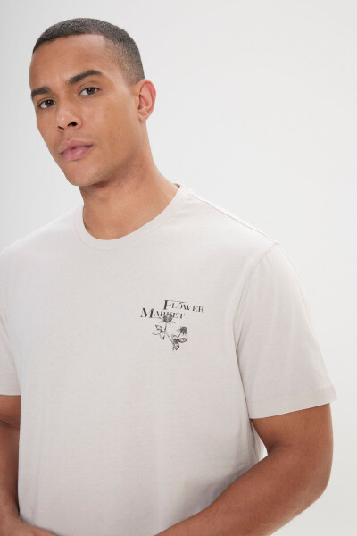 Men Stone Comfort Fit Relaxed Fit 100% Cotton Crew Neck T-Shirt - 5