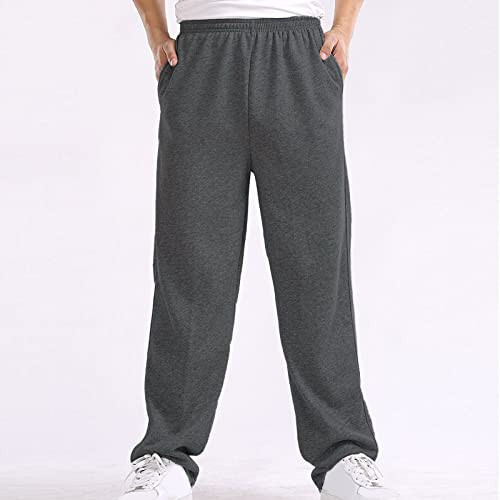 Men Sweatpants Baggy Lounge Open Bottom Big and Tall Joggers with Pockets Comfortable Exercise Cargos Track Pants - 3