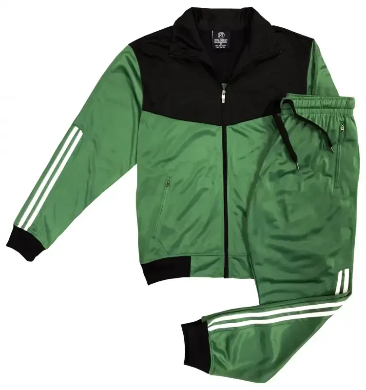 Men Velocity Tracksuit Active Jogging suit GYM Striped Jogger Top and Bottom Outfit - 1