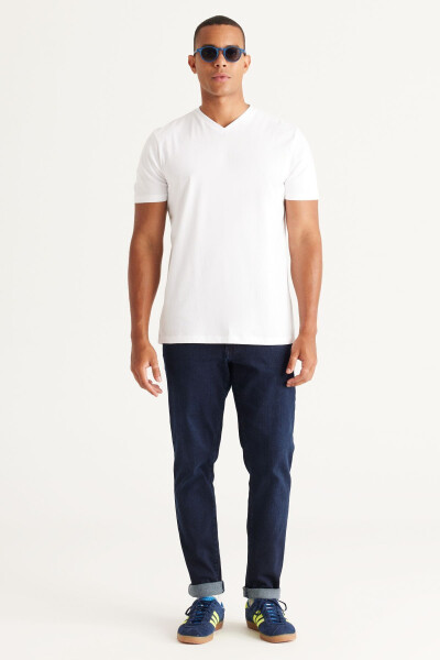 Men WHITE-KHAKI 2-Pack Slim Fit Narrow Cut Cotton Basic T-Shirt - 5