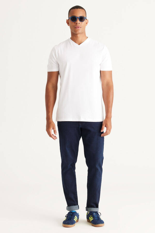 Men WHITE-KHAKI 2-Pack Slim Fit Narrow Cut Cotton Basic T-Shirt - 5