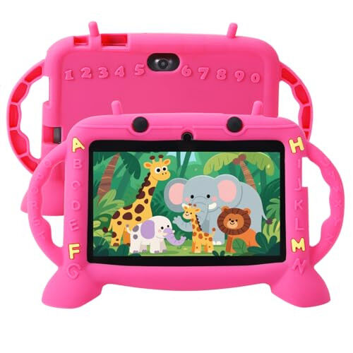 MengDash Kids Tablet, Android 11 Tablet for Kids 7 inch 2-10, Educational Learning Toddler Tablet, Touch Screen 3GB RAM+32GB ROM Storage, Google Play YouTube, Baby Girl boy Present (Red) - 3
