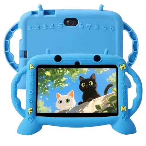 MengDash Kids Tablet, 7 inch Tablet for Kids 3-10, Educational Learning Toddler Tablet Android 11, Touch Screen 3GB RAM+32GB ROM Storage, Google Play YouTube (Blue) - 2