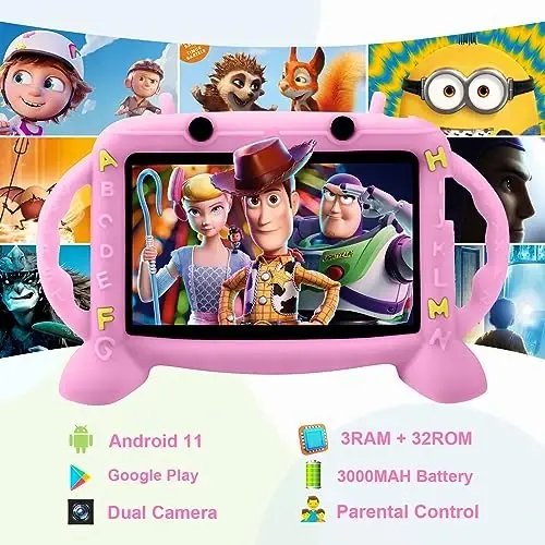 MengDash Kids plansheti, 7 dyuymli planshet bolalar uchun 2-10, ta'limiy o'rganish Toddler Tablet Android 11, 3GB RAM+32GB ROM xotira, Google Play YouTube - 2