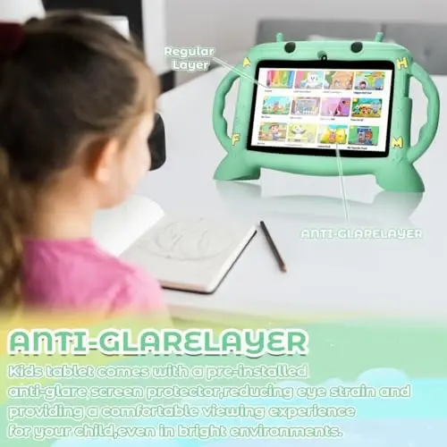 MengDash Kids Tablet 7 inch Android 11 for Toddler, 3GB RAM 32GB ROM Parental Control Dual Camera with Case for Educational (Mint Green) - 4