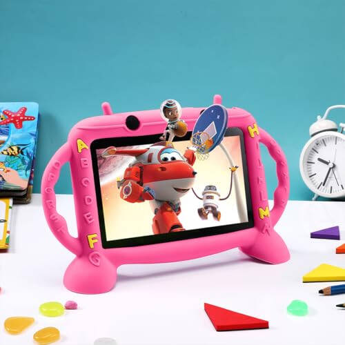 MengDash Kids Tablet, 7 inch Tablet for Kids 2-10, Educational Learning Toddler Tablet Android 11, 3GB RAM+32GB ROM Storage, Google Play YouTube, Baby Girl boy Gift (Red) - 5