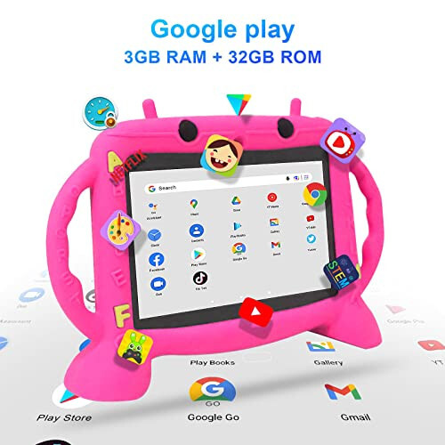 MengDash Kids Tablet, 7 inch Tablet for Kids 2-10, Educational Learning Toddler Tablet Android 11, 3GB RAM+32GB ROM Storage, Google Play YouTube, Baby Girl boy Gift (Red) - 4