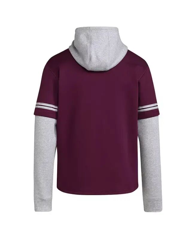 Men's Maroon Mississippi State Bulldogs Pullover Baseball Jersey Hoodie-Maroon - 2