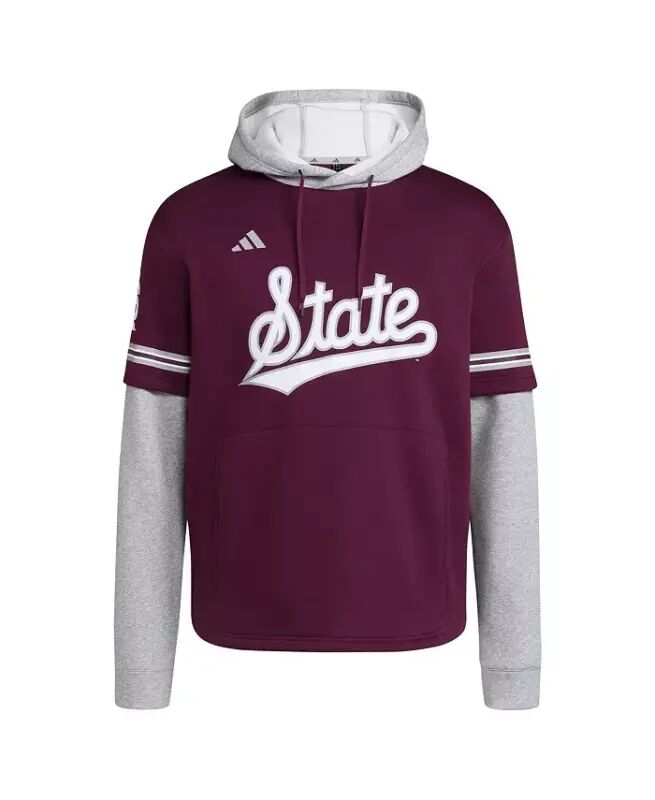 Men's Maroon Mississippi State Bulldogs Pullover Baseball Jersey Hoodie-Maroon - 3