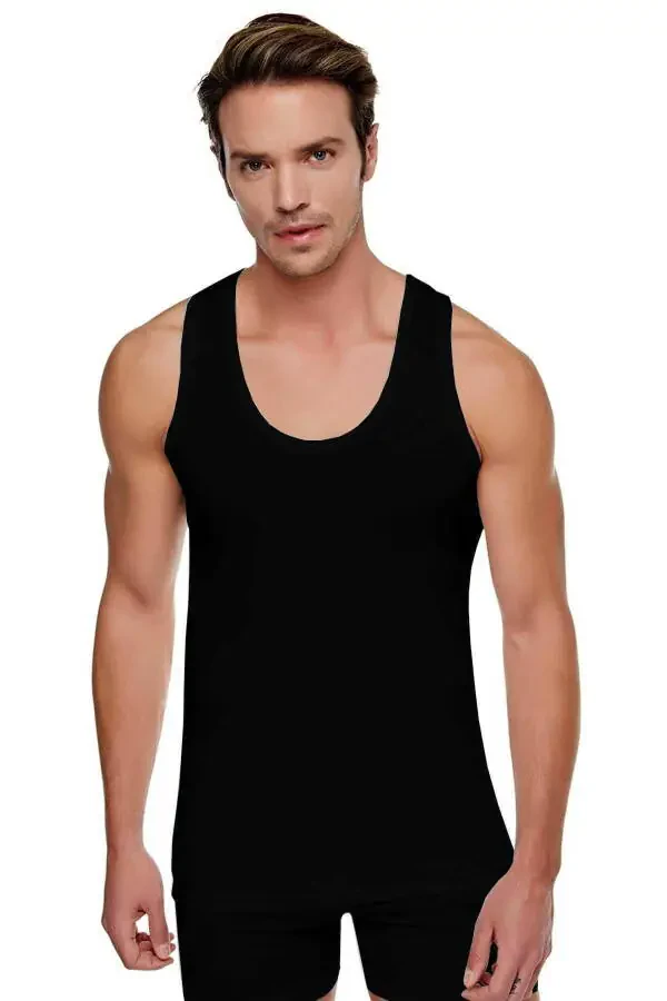 Men's 0101 Black 3-Pack Cotton Jersey Undershirt Abani Classic Ribbed Not! - 1